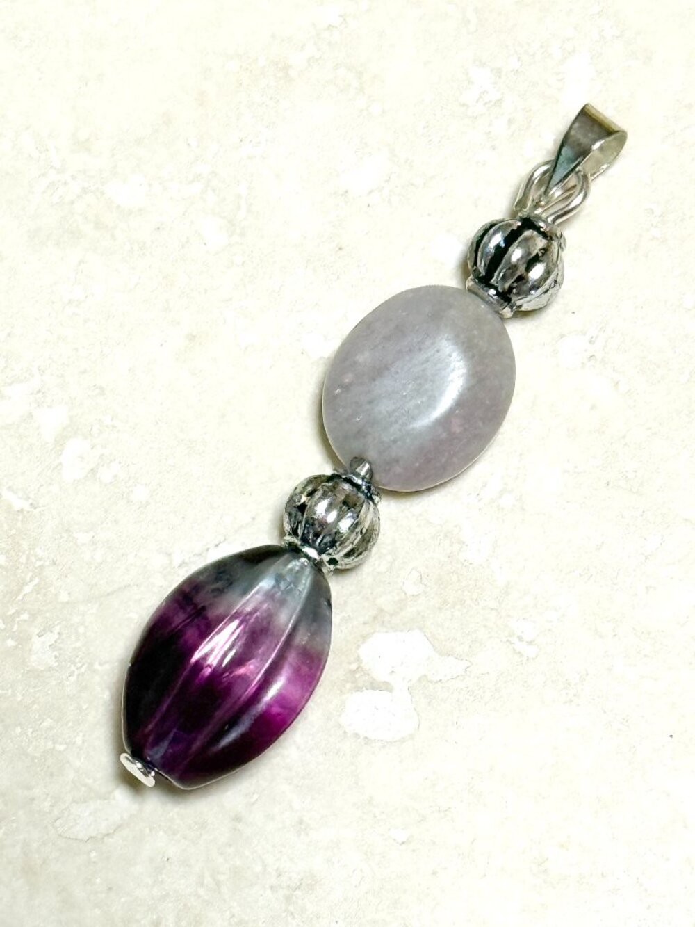 2/$20, Fluorite & Lepidolite Pendant, Purple Natural Gemstone Pendant